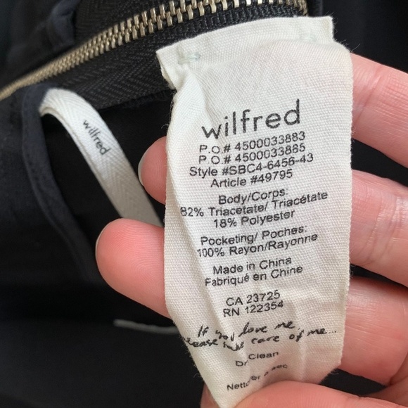 Aritzia Wilfred Tuxedo Pant High fold over Waist Straight leg Trouser Black - Picture 8 of 16